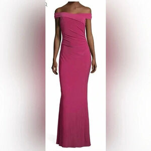 Adrianna Papell Off the Shoulder Mermaid Maxi Dress Bright Syrah  Size 12